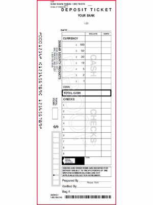 Sample Deposit Ticket