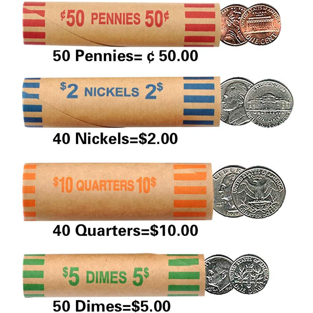 50 Dime/10 cent Preformed Shotgun Coin Wrapper Crimped end Tubes 5 Dollar Roll c 
