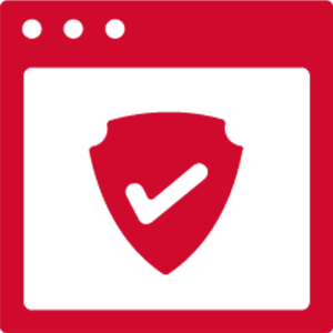 An illustration of a badge with a checkmark implying security assessment.